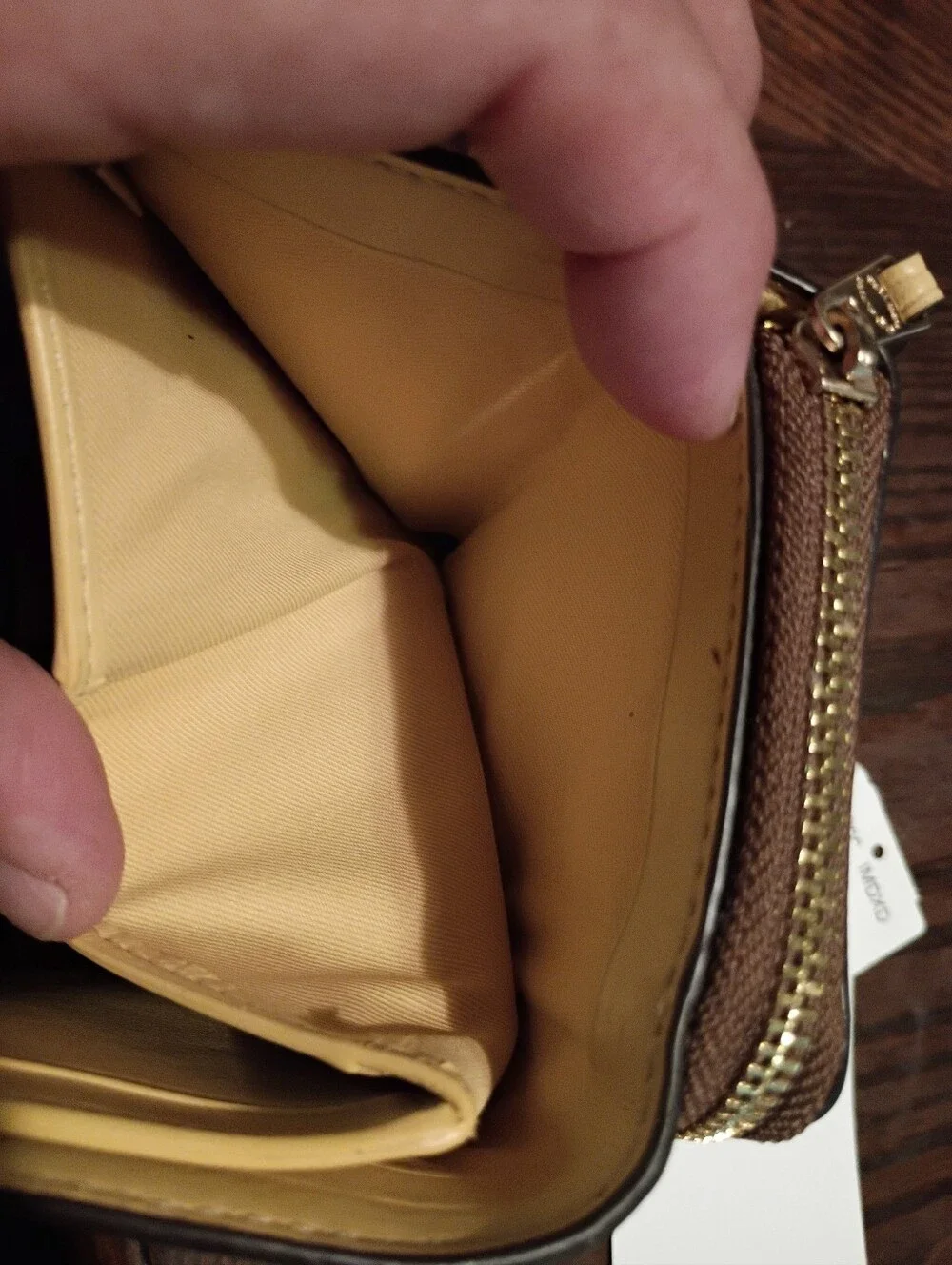 Coach Small Signature Zip Wallet in Light Brown/Tan